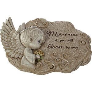 precious moments 203111 memories of you will bloom forever resin garden stone, multicolor