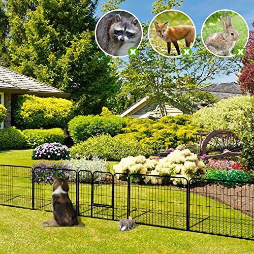 Yaheetech Decorative Garden Fence - 24in x 43ft Rustproof Folding Fencing Landscape Patio Flower Bed Animal Barrier Border for Dog Outdoor Fences Black