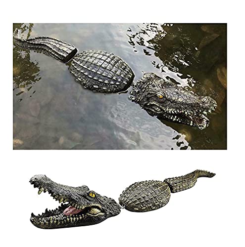 ZWIFEJIANQ Creative Resin Floating Crocodile Hippo Scary Statue,Garden Decorations,Animal Figurines Water Pond Decoy for Pool Pond Garden (Green)