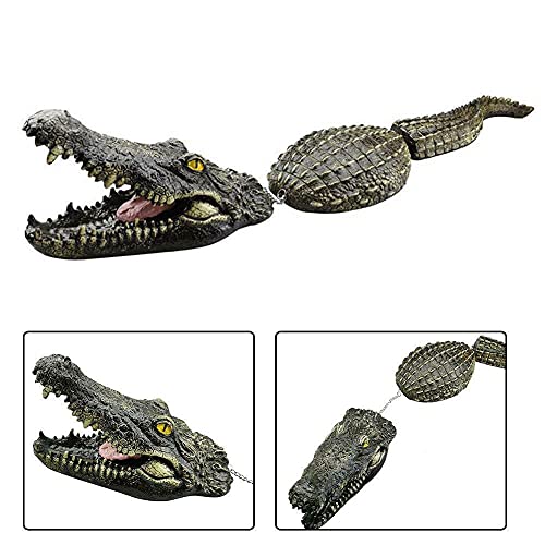 ZWIFEJIANQ Creative Resin Floating Crocodile Hippo Scary Statue,Garden Decorations,Animal Figurines Water Pond Decoy for Pool Pond Garden (Green)