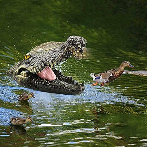 ZWIFEJIANQ Creative Resin Floating Crocodile Hippo Scary Statue,Garden Decorations,Animal Figurines Water Pond Decoy for Pool Pond Garden (Green)