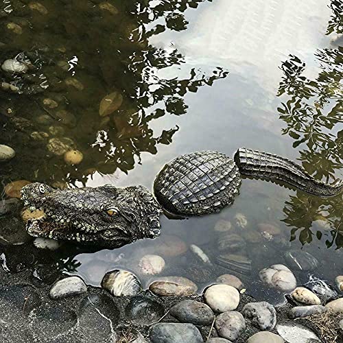 ZWIFEJIANQ Creative Resin Floating Crocodile Hippo Scary Statue,Garden Decorations,Animal Figurines Water Pond Decoy for Pool Pond Garden (Green)