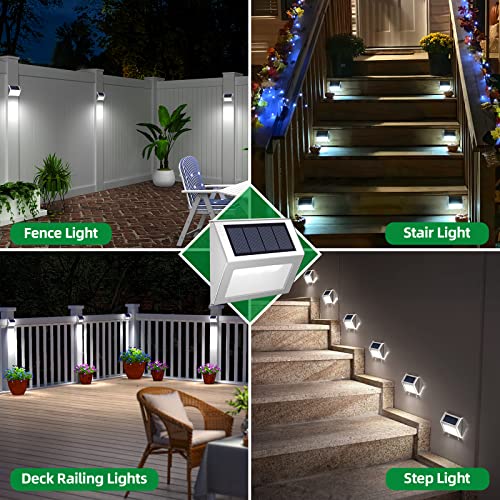 JSOT Solar Lights Outdoor for Deck,Waterproof Solar Garden Lights Decorative Outside Lamp for Walkway,Fence Post,Backyard,Railing,Wall,Pool,Step,Stairs 8 Lights Cool White