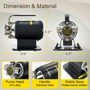 Limodot Water Transfer Pump, 12V Self-Priming Utility Pump, With Suction Strainer Attachment, 10 ft. Power Cord ON/OFF Switch And Alligator Clips, Ideal for boat, RV, cabin, camping, solar system