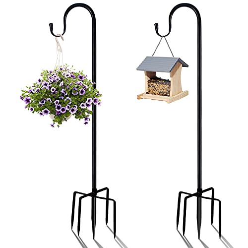 Shepherds Hook 76 inch, Heavy Duty Wrought Iron Shepherd Hooks 2 Pack Bird Feeder Hanger Pole for Outdoor Hanging Adjustable Shepherds Hooks Can Used for Garden Decorative,Solar Lights Hook