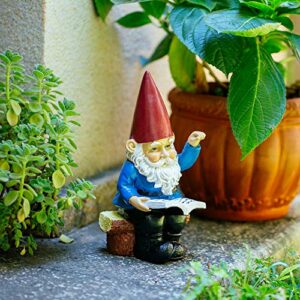 homdsim garden gnome statue in reading book gnomes dwarfs 9.5 inch, polyresin, full color funny lawn ornaments and statues gnomes garden decorations miniature