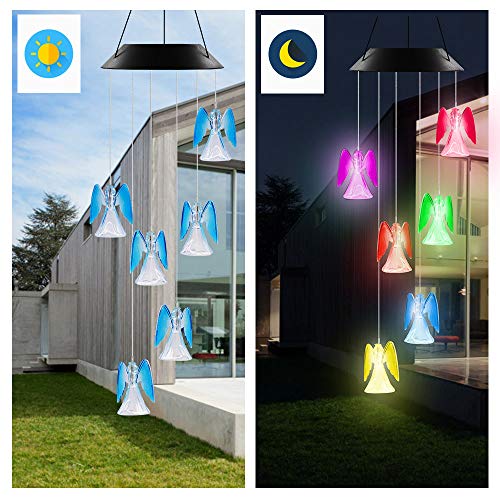 AceList Lucky Angel Solar Wind Chimes for Outside LED Lights, Color Changing Waterproof Windchimes Unique Outdoor Decor, Solar Power Wind Chime, Patio Yard Garden Home Decoration