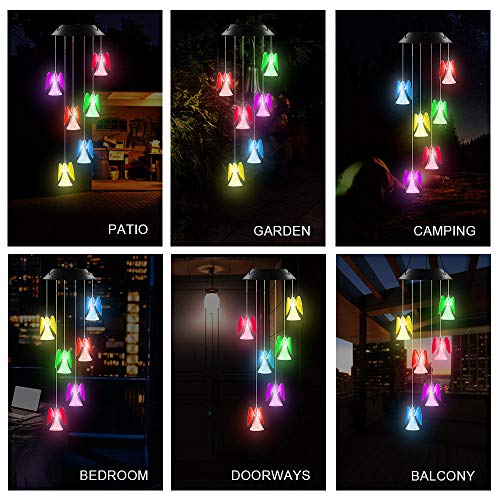 AceList Lucky Angel Solar Wind Chimes for Outside LED Lights, Color Changing Waterproof Windchimes Unique Outdoor Decor, Solar Power Wind Chime, Patio Yard Garden Home Decoration