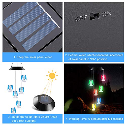 AceList Lucky Angel Solar Wind Chimes for Outside LED Lights, Color Changing Waterproof Windchimes Unique Outdoor Decor, Solar Power Wind Chime, Patio Yard Garden Home Decoration