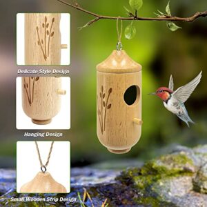 Hummingbird House for Outside Hanging - Garden Window DecorWooden Hummingbird Houses, for Nesting Hanging Natural Hummingbird Swing Nest, Wren, Swallow, Sparrow Hummingbird Finch Houses (A+)