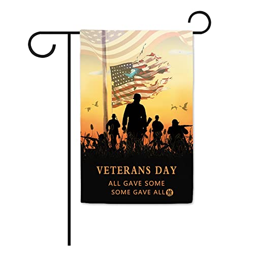 LoveMyHome Thank You Military Service Patriotic Garden Flag Memorial Veterans Day All Gave Some Some Gave All Decorative Yard Banner for Outdoor 12.5 x 18 Inch Printed Both Sides