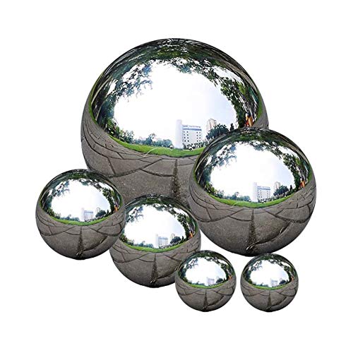 zosenda Stainless Steel Gazing Ball, 6 Pcs 50-150 mm Mirror Polished Hollow Ball Reflective Garden Sphere, Floating Pond Balls Seamless Gazing Globe for Home Garden Ornament Decorations (6 Pcs Mix)