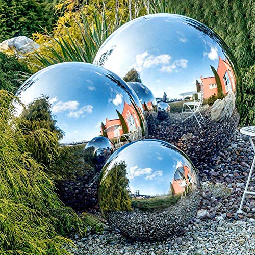 zosenda Stainless Steel Gazing Ball, 6 Pcs 50-150 mm Mirror Polished Hollow Ball Reflective Garden Sphere, Floating Pond Balls Seamless Gazing Globe for Home Garden Ornament Decorations (6 Pcs Mix)