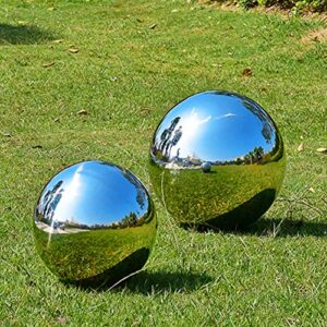 zosenda Stainless Steel Gazing Ball, 6 Pcs 50-150 mm Mirror Polished Hollow Ball Reflective Garden Sphere, Floating Pond Balls Seamless Gazing Globe for Home Garden Ornament Decorations (6 Pcs Mix)