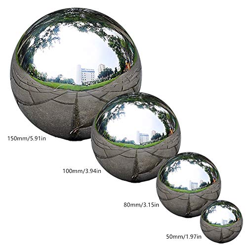 zosenda Stainless Steel Gazing Ball, 6 Pcs 50-150 mm Mirror Polished Hollow Ball Reflective Garden Sphere, Floating Pond Balls Seamless Gazing Globe for Home Garden Ornament Decorations (6 Pcs Mix)