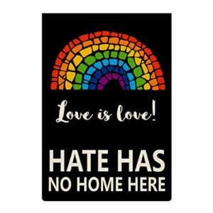yongcoler small pride month garden flag, hate has no home here yard sign, love is love yard flag 12.5×18.5 inches
