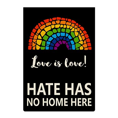 YongColer Small Pride Month Garden Flag, Hate Has No Home Here Yard Sign, Love is Love Yard Flag 12.5x18.5 Inches