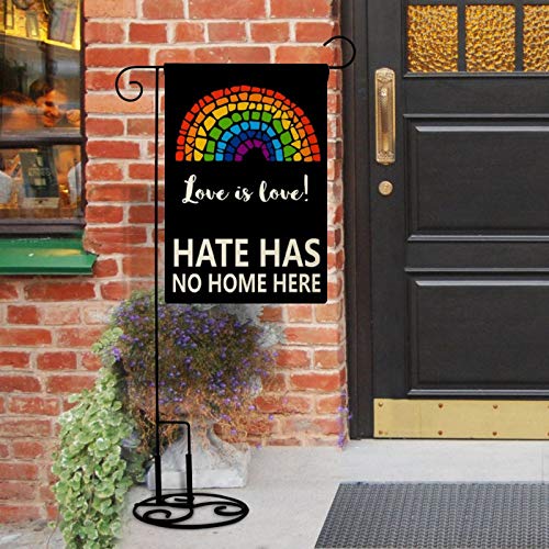YongColer Small Pride Month Garden Flag, Hate Has No Home Here Yard Sign, Love is Love Yard Flag 12.5x18.5 Inches