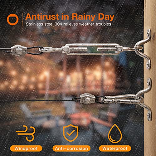 addlon - 164 FT Nylon Coated Stainless Steel Cable Hanging Kit for Outdoor String Lights, Stainless Steel Corrosion Resistant, Outdoor String Light Suspension kit Guide Wire for Patio, Garden