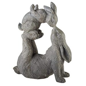 art & artifact kissing rabbits garden sculpture – parent child bunny yard decor