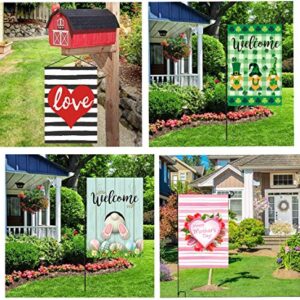 Yileqi Holiday and Seasonal Garden Flags Set 12 Pack Double Sided Yard Flags with Zipper Storage Bag, Easter Spring Garden Flag Festive Small Size Flag for Outdoor Decoration 12x18 Inch