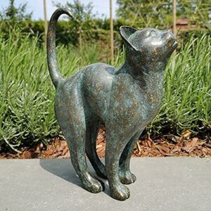 silkrain garden cat statue decoration ,outdoor cat figurines ornaments ,standing cat statue with rounded back garden decor