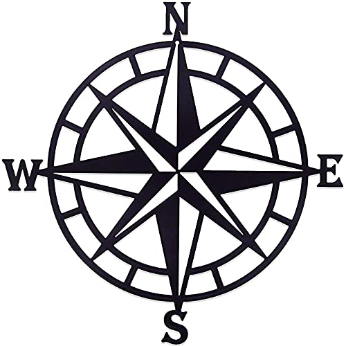 aboxoo Metal Compass Wall Decor 11 inch Metal Decorative Nautical Compass Hanging Wall Art Sculpture for Indoor Living Room Bedroom Office Porch Outdoor Garden Patio Signs.(Black)