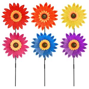 yolyoo 6pcs sunflower lawn pinwheels wind spinners large windmill pinwheel for garden,yard, party outdoor decor