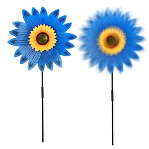 Yolyoo 6pcs Sunflower Lawn Pinwheels Wind Spinners Large Windmill Pinwheel for Garden,Yard, Party Outdoor Decor