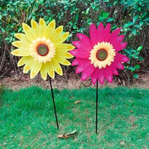 Yolyoo 6pcs Sunflower Lawn Pinwheels Wind Spinners Large Windmill Pinwheel for Garden,Yard, Party Outdoor Decor