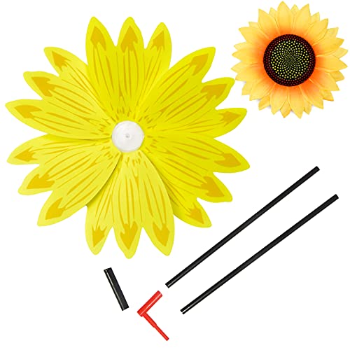 Yolyoo 6pcs Sunflower Lawn Pinwheels Wind Spinners Large Windmill Pinwheel for Garden,Yard, Party Outdoor Decor