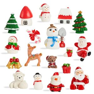 ccinee 18pcs christmas miniature figurines ornament kit santa claus tree resin decoration for fairy garden doll house home decor