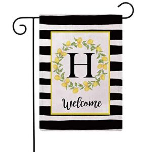 ulove love yourself welcome farmhouse decorative garden flags with letter h/lemons wreath double sided house yard patio outdoor garden flags small garden flag 12.5×18 inch(h)