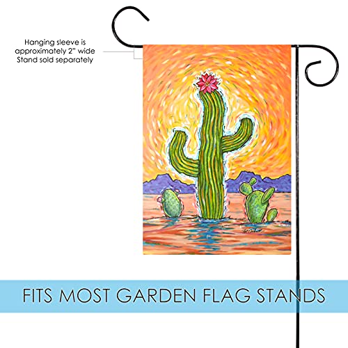Toland Home Garden 1112540 Groovy Cactus Summer Flag 12x18 Inch Double Sided for Outdoor Desert House Yard Decoration