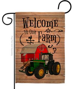 angeleno heritage primitive welcome to our farm garden flag country living western barn american rustic cowboy rural ranch small decorative gift yard house banner double-sided made in usa 13 x 18.5