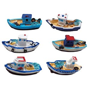 hystyle 6 pcs mediterranean style miniature dollhouse boat fairy garden miniature boats model figurines cake topper fairy garden beach scene ornament