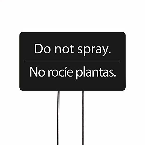 Do Not Spray Acrylic Yard Sign, Bilingual Plant Signs, Garden Markers, Set of 2 (Black)