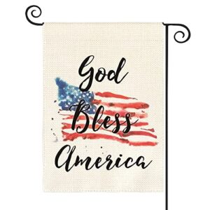 avoin colorlife god bless america 4th of july patriotic garden flag double sided outside american stars and stripes, memorial day independence day yard outdoor decoration 12 x 18 inch