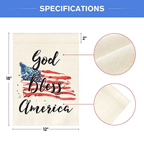 AVOIN colorlife God Bless America 4th of July Patriotic Garden Flag Double Sided Outside American Stars and Stripes, Memorial Day Independence Day Yard Outdoor Decoration 12 x 18 Inch