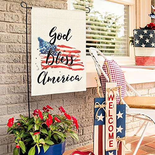 AVOIN colorlife God Bless America 4th of July Patriotic Garden Flag Double Sided Outside American Stars and Stripes, Memorial Day Independence Day Yard Outdoor Decoration 12 x 18 Inch