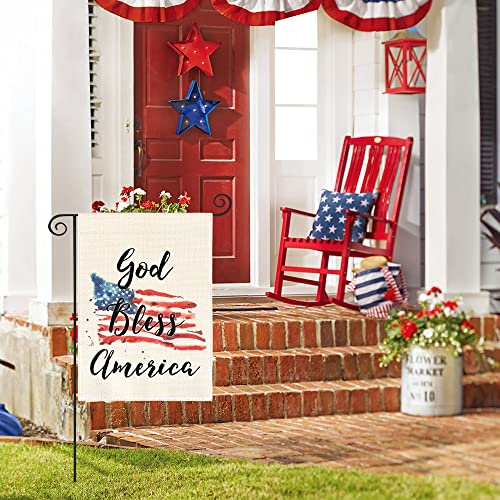 AVOIN colorlife God Bless America 4th of July Patriotic Garden Flag Double Sided Outside American Stars and Stripes, Memorial Day Independence Day Yard Outdoor Decoration 12 x 18 Inch