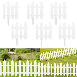 elecland 6 pieces garden fence with 6 pieces fence inser white plastic fence garden picket fence edgings lawn flowerbeds plant borders decorative garden yard