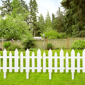 ELECLAND 6 Pieces Garden Fence with 6 Pieces Fence Inser White Plastic Fence Garden Picket Fence Edgings Lawn Flowerbeds Plant Borders Decorative Garden Yard