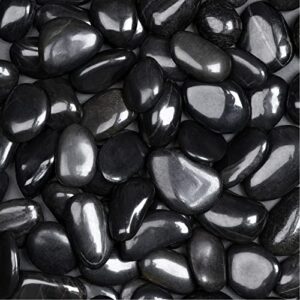 ausluru 11lbs river rocks polished pebbles for plants garden decorative stones, ideal for fish tank, vases, succulents, crafting, home decor and garden landscaping, large black