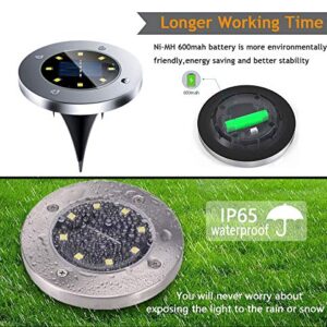 Flalivi Solar Ground Lights - 8 LED Solar Garden Lights Outdoor Waterproof Bright in-Ground Lights for Lawn Pathway Yard Driveway (8 Packs)