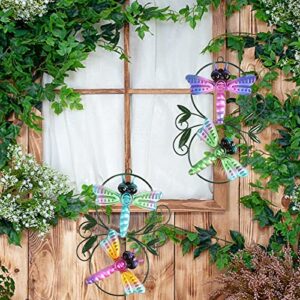 ASAKOKEA Metal Wall Decor Cute Dragonfly Metal Yard Art Garden Decor Outdoor Gifts for Women - Set of 2