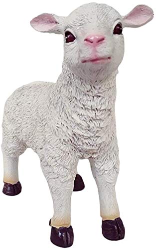 Taotenish Sheep Statues Resin Goat Lamb Statue Outdoor Statues for Garden Decor, Wedding Party Decor - Standing Left