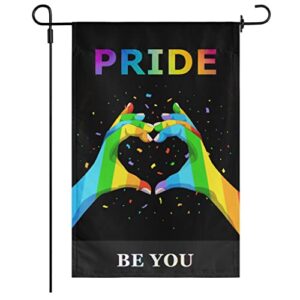 pride garden flags double sided gay lesbian lgbtq pride progress flag pansexual yard flag for outdoor decoration 12.5 x 18 inch