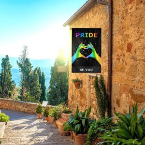 Pride Garden Flags Double Sided Gay Lesbian LGBTQ Pride Progress Flag Pansexual Yard Flag for Outdoor Decoration 12.5 x 18 Inch