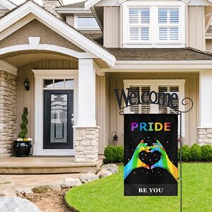 Pride Garden Flags Double Sided Gay Lesbian LGBTQ Pride Progress Flag Pansexual Yard Flag for Outdoor Decoration 12.5 x 18 Inch